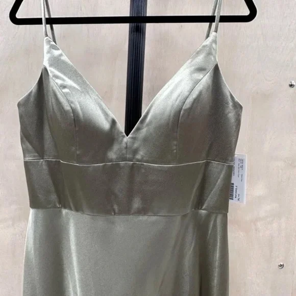 Jenny Yoo Brenna style Sage long cocktail gown/bridesmaid dress NWT sz 14 - Picture 4 of 16
